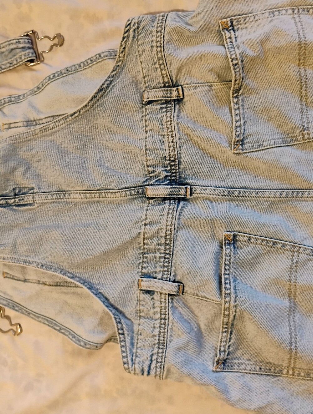 Light Wash Denim Overalls Jumpsuit - Casual Wide-Leg - Picture 9 of 11